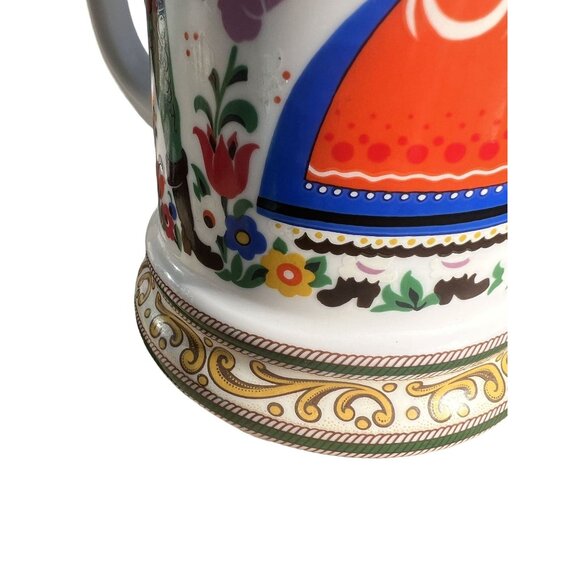 Vintage German BMF W. Germany Loving Couple Beer Stein With Pewter Lid Folk Art - Picture 5 of 9